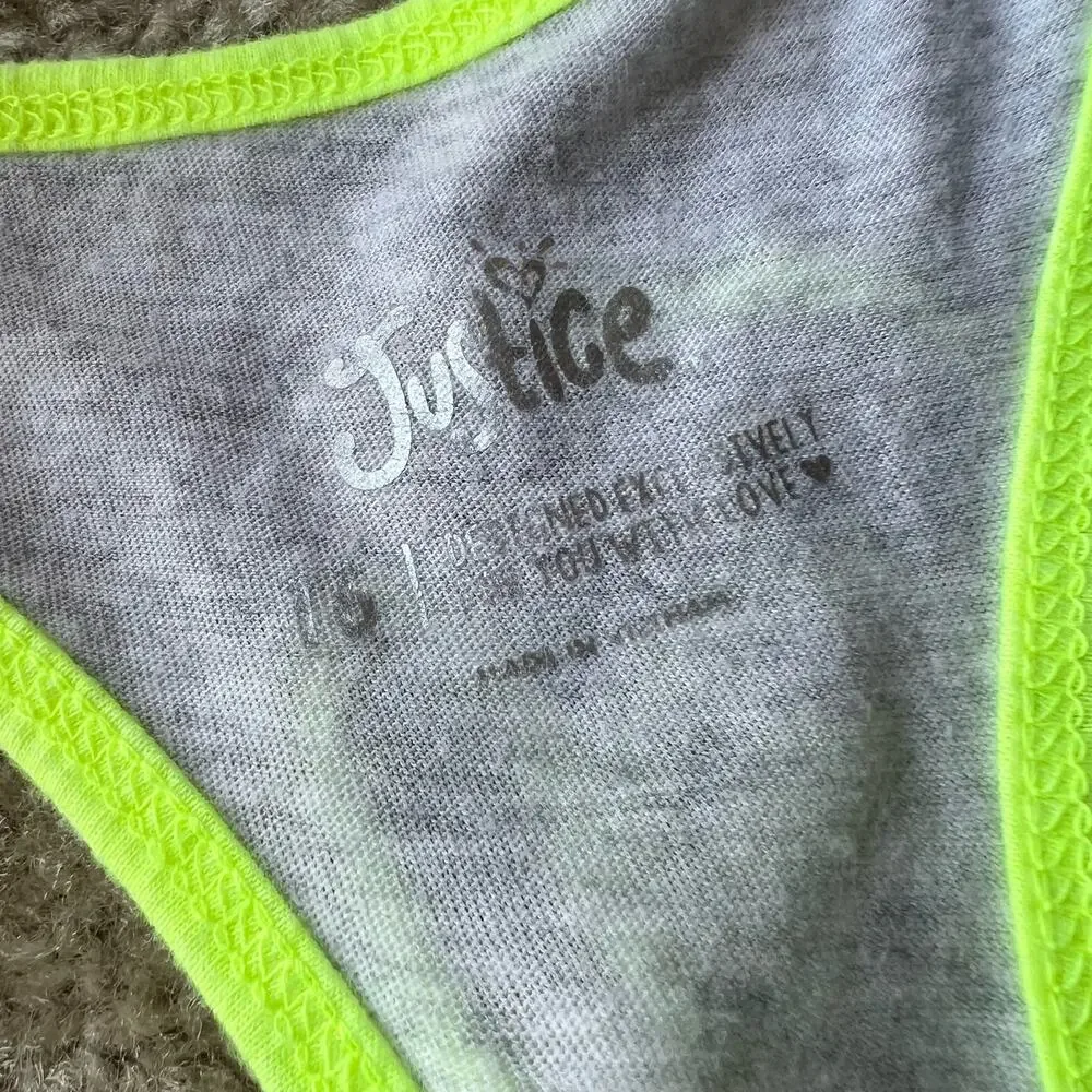 Justice White and Light Gray Racerback Graphic Tank Tops Set of 2 Size: 16